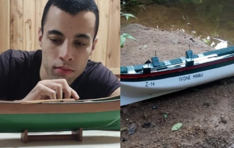 Jovem lagunense transforma canoas usadas por pescadores em miniaturas