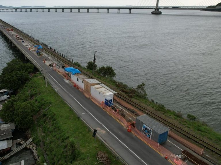 Obras na Ponte Cabeçudas exigem atenção dos motoristas e condutores